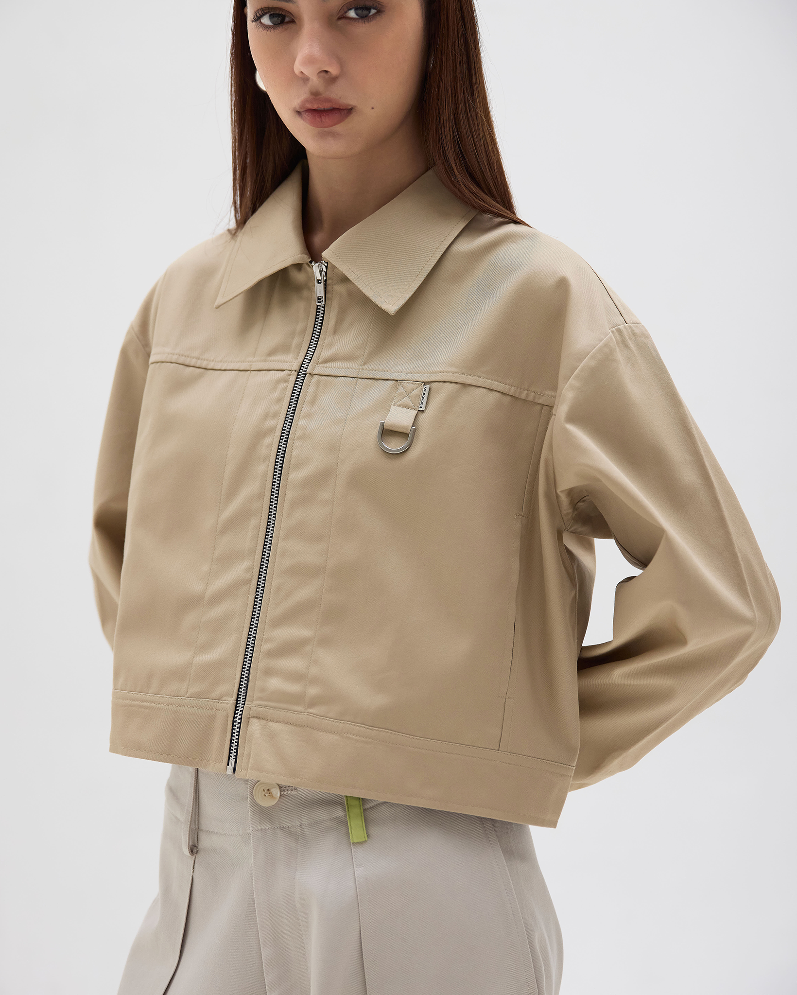 Franchie Japanese Cropped Cotton Jacket Beige