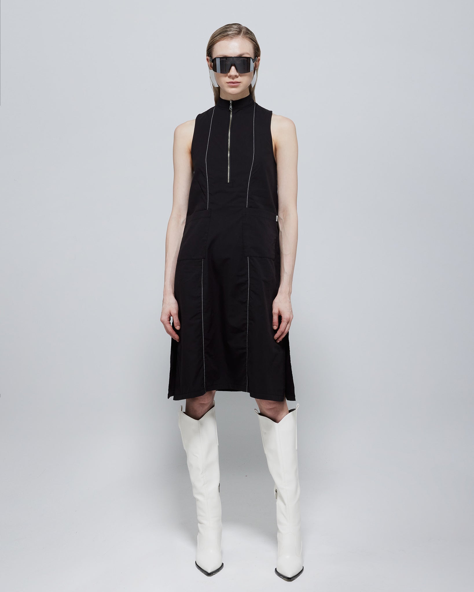 Amelie Sleeveless Zipped TENCEL™ Dress Black