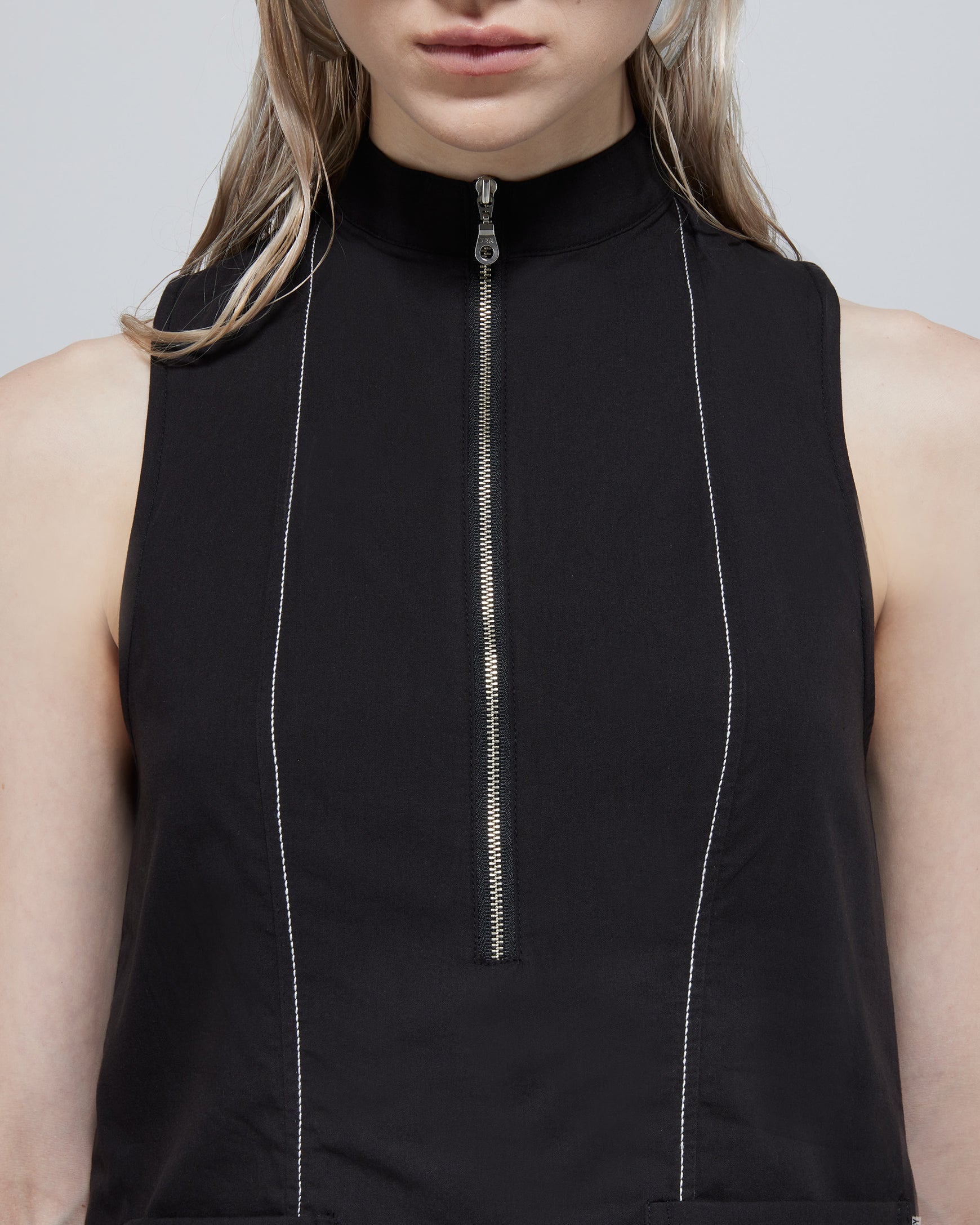 Amelie Sleeveless Zipped TENCEL™ Dress Black