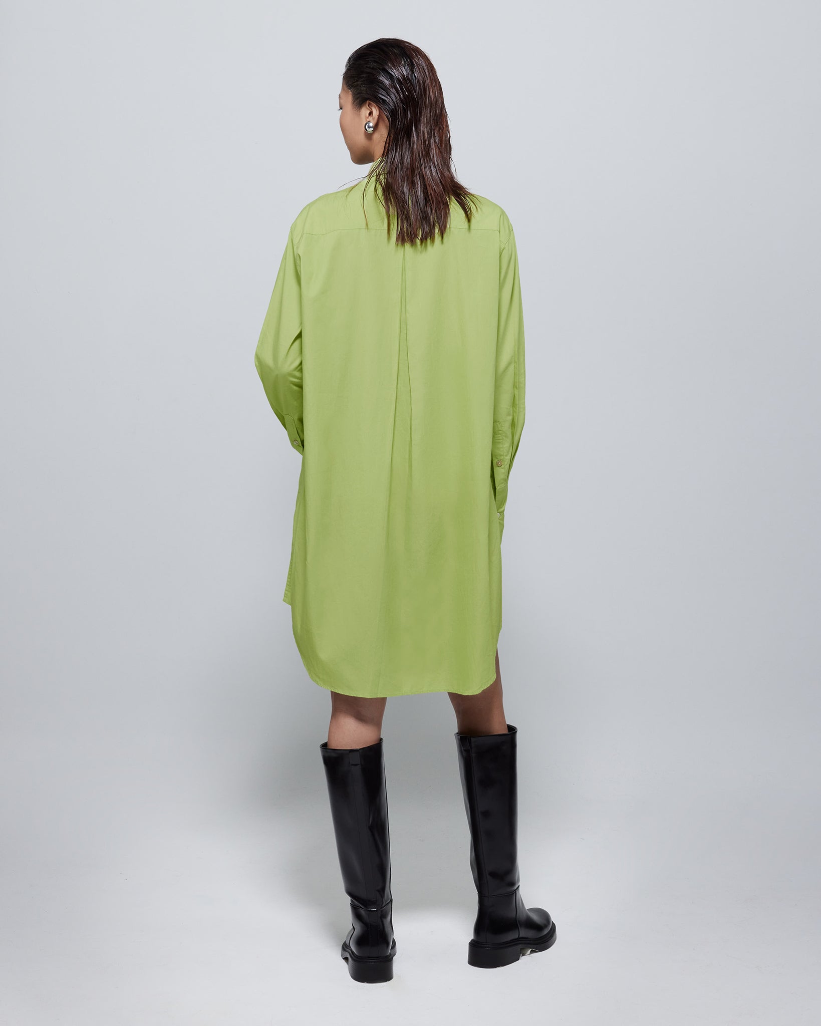 Tasha Oversized TENCEL™ Belted Shirt Dress Green