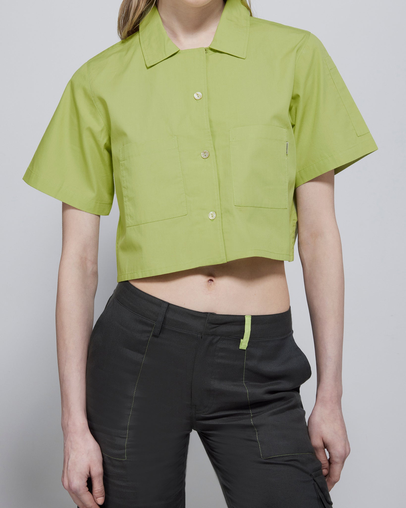 Alex Boxy Cropped TENCEL™ Short-Sleeved Shirt Green