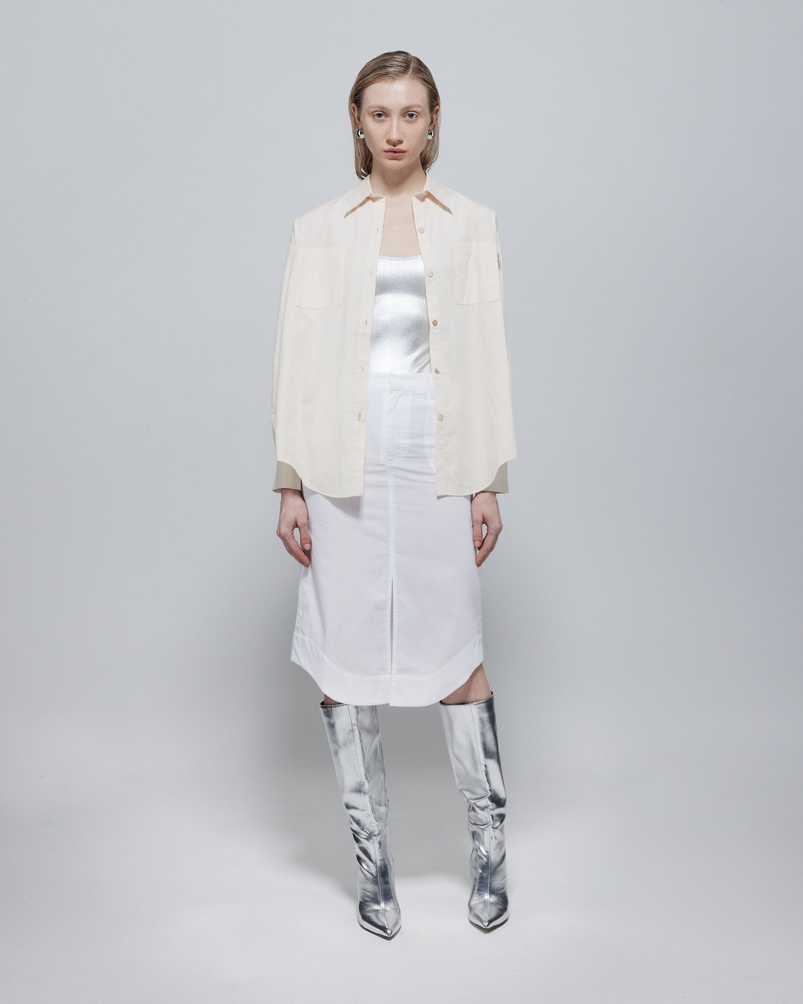 Laura Oversized TENCEL™ Poplin Shirt Cream