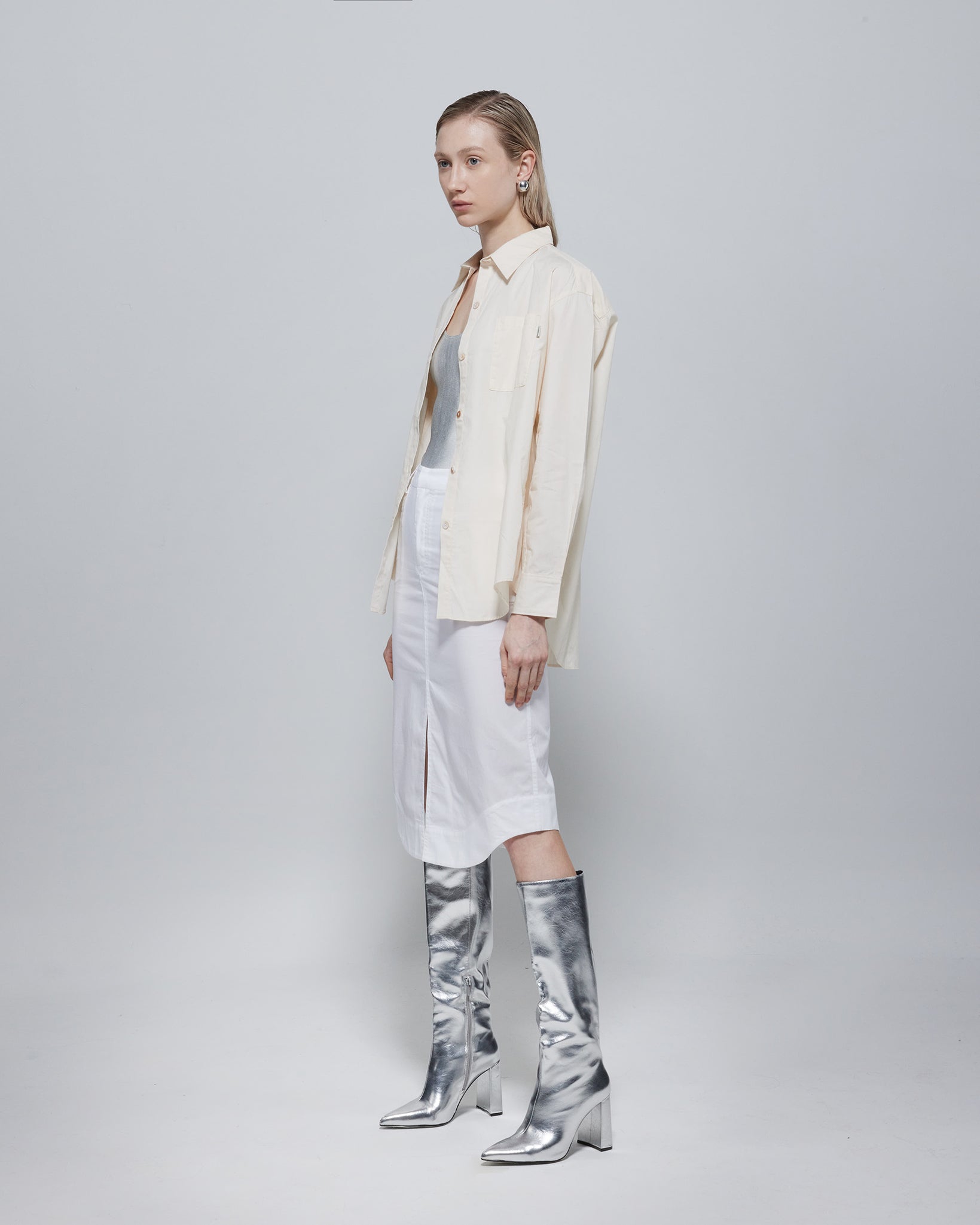 Laura Oversized TENCEL™ Poplin Shirt Cream