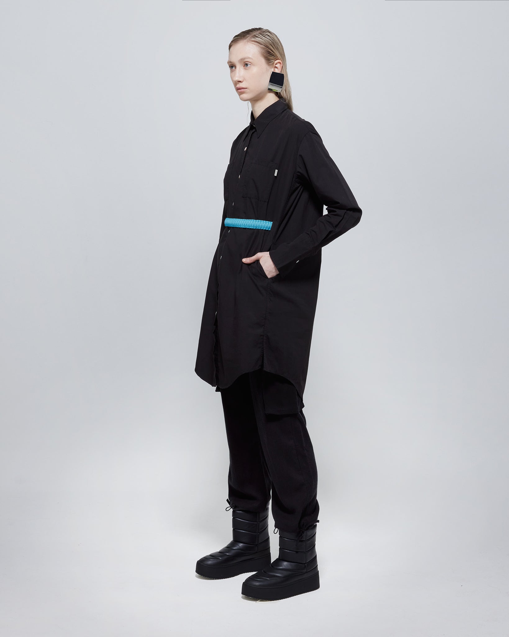 Tasha Oversized TENCEL™ Belted Shirt Dress Black