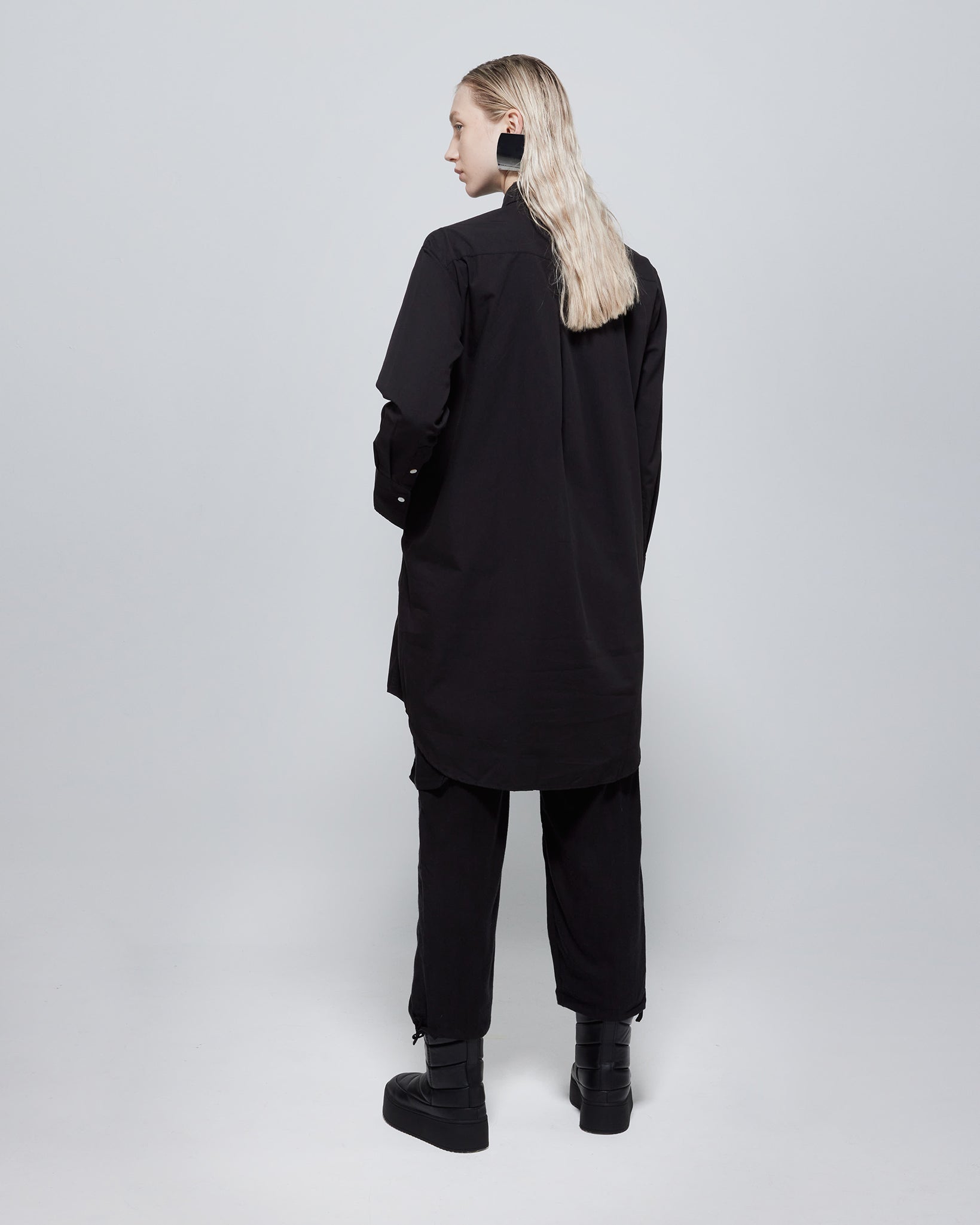 Tasha Oversized TENCEL™ Belted Shirt Dress Black