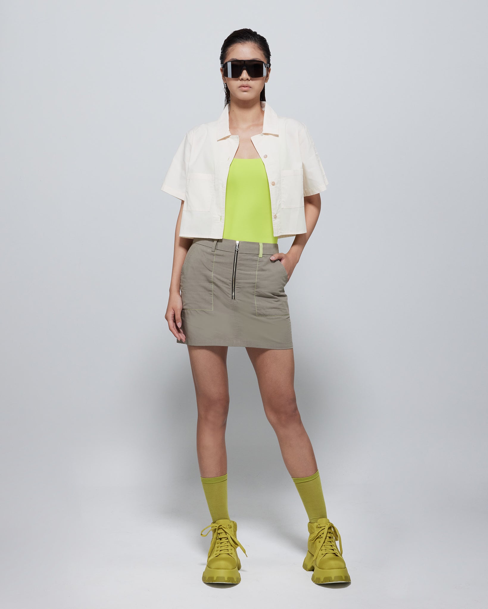 Hana Zipped TENCEL™ Mini Skirt Grey