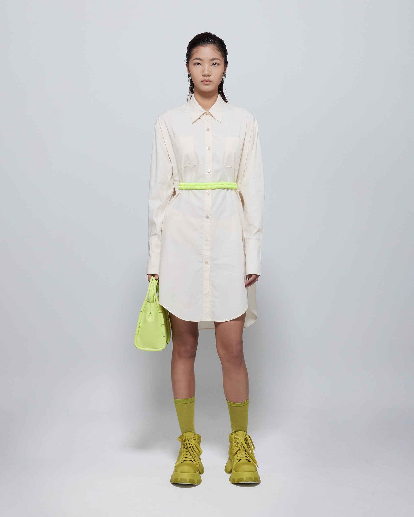 Tasha Oversized TENCEL™ Belted Shirt Dress Cream