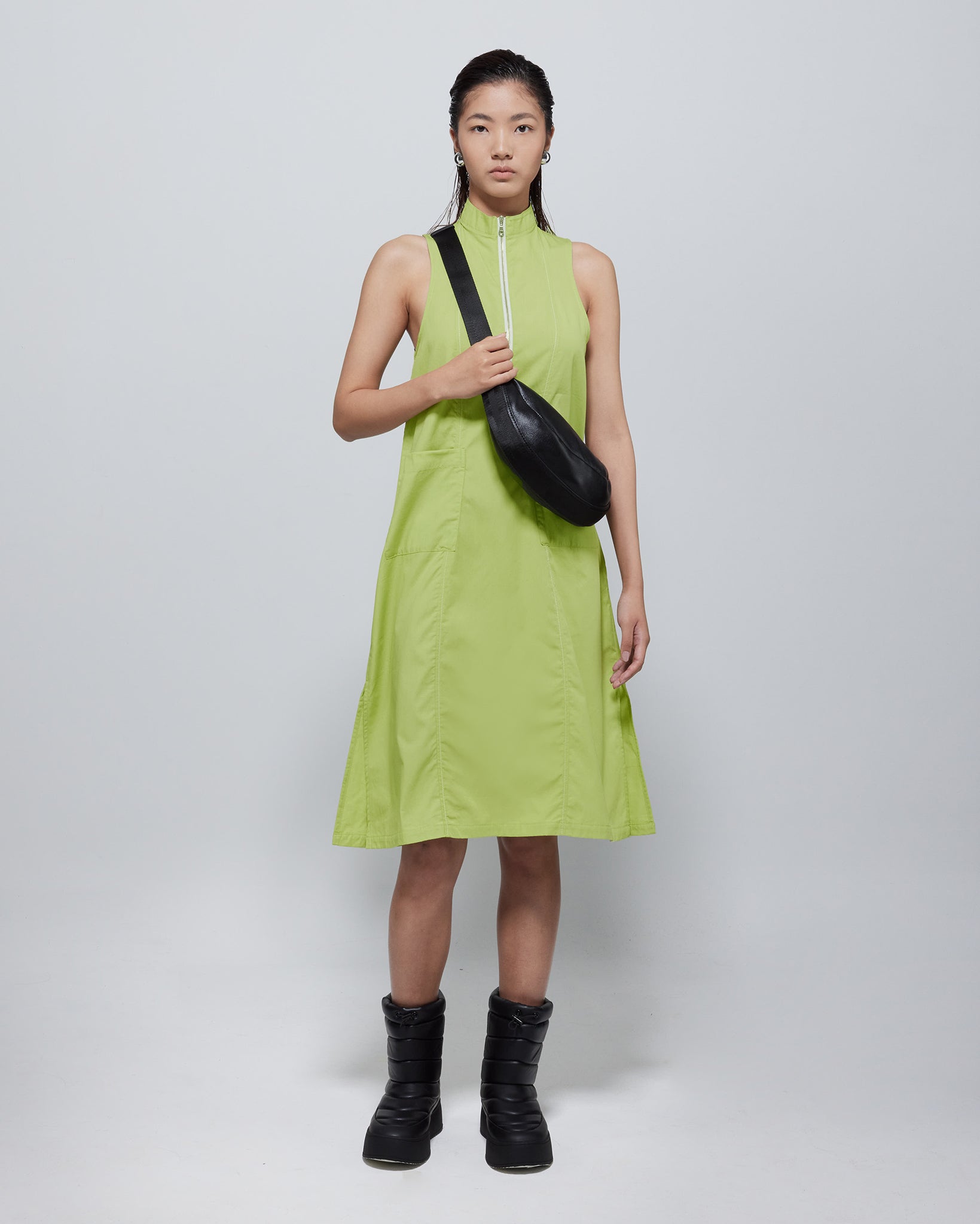 Amelie Sleeveless Zipped TENCEL™ Dress Green