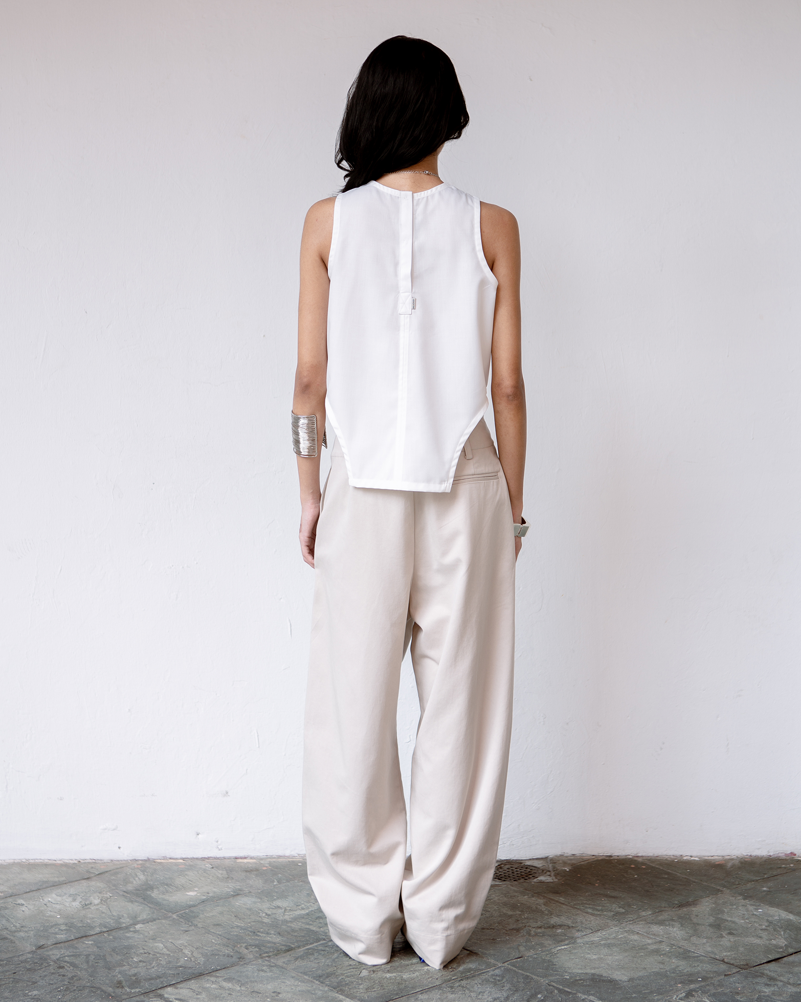 Valentina Woven Tank Top White