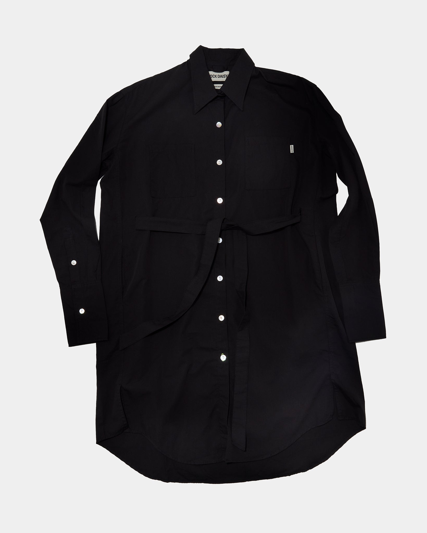 Tasha Oversized TENCEL™ Belted Shirt Dress Black