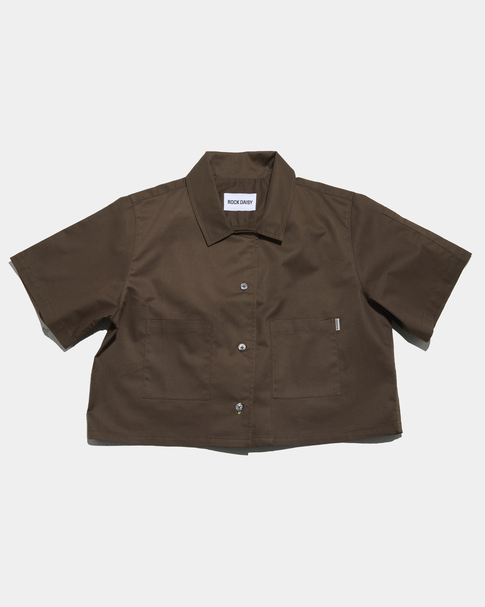 Alex Boxy Cropped Organic Cotton Shirt Chocolate