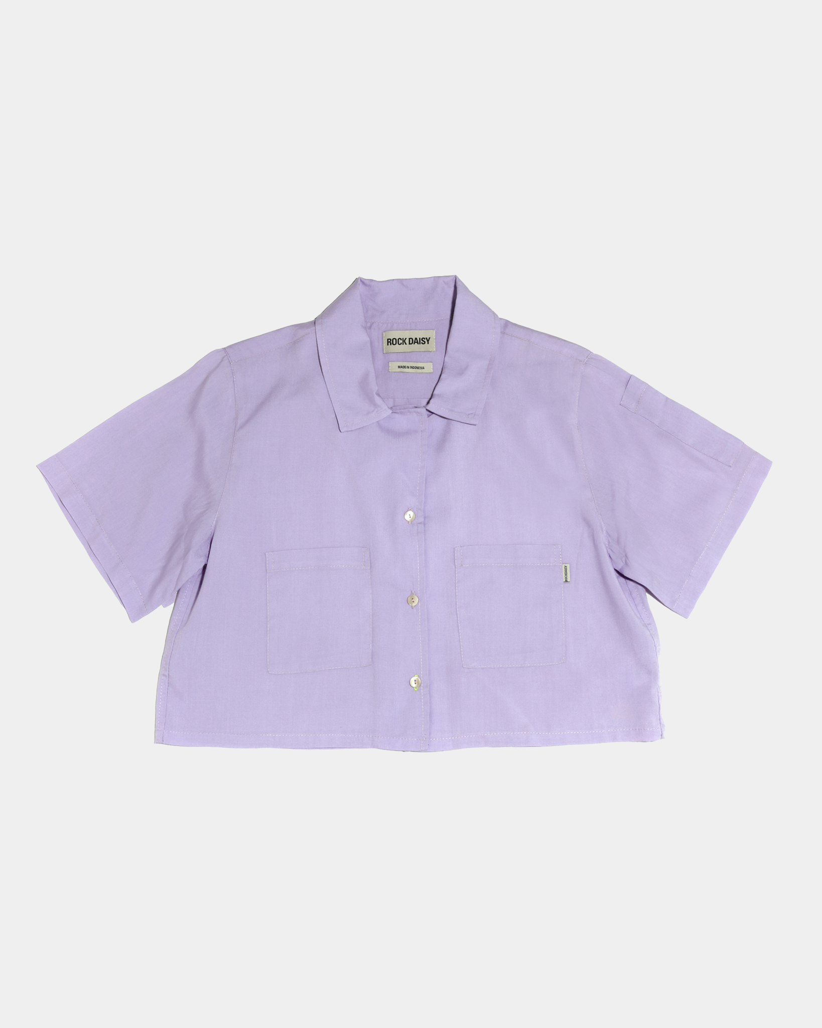 Alex Boxy Cropped TENCEL™ Short-Sleeved Shirt Lavender