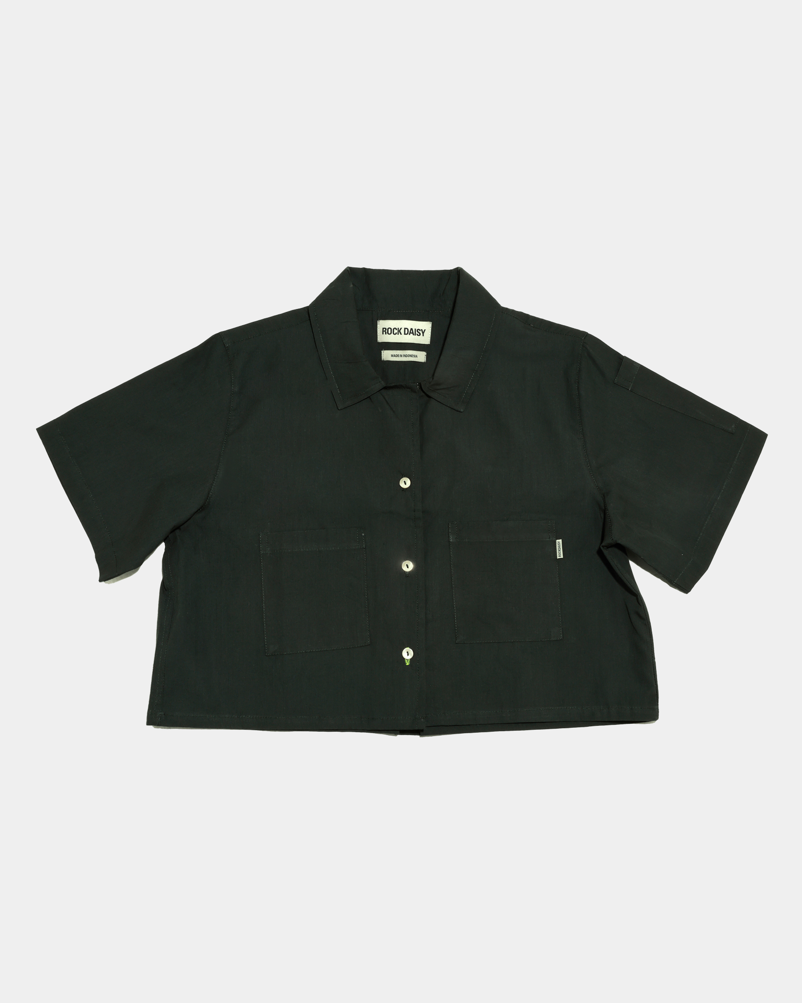 Alex Boxy Cropped TENCEL™ Short-Sleeved Shirt Sea Stone