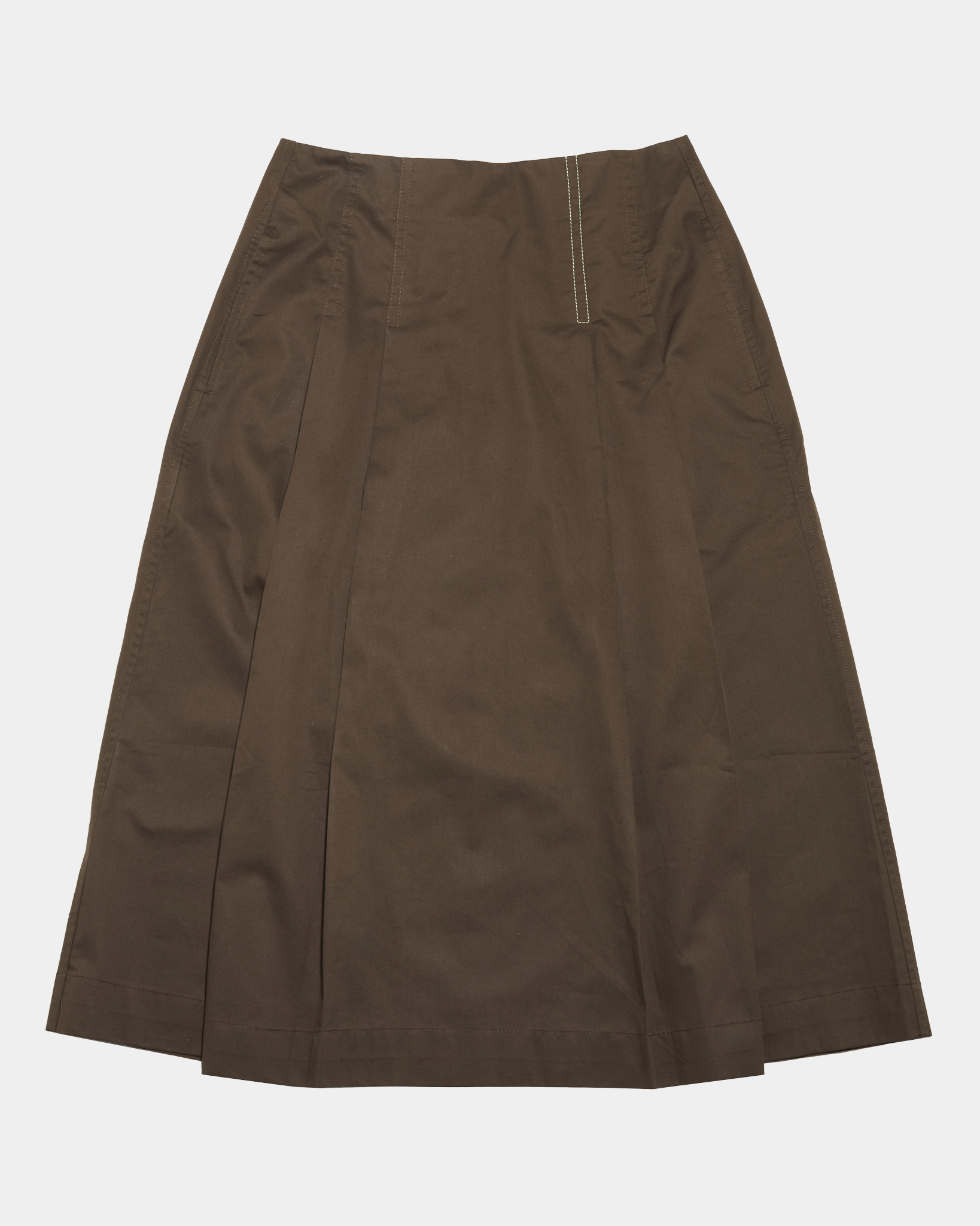 Lucia Organic Cotton Pleated Flare Skirt Chocolate