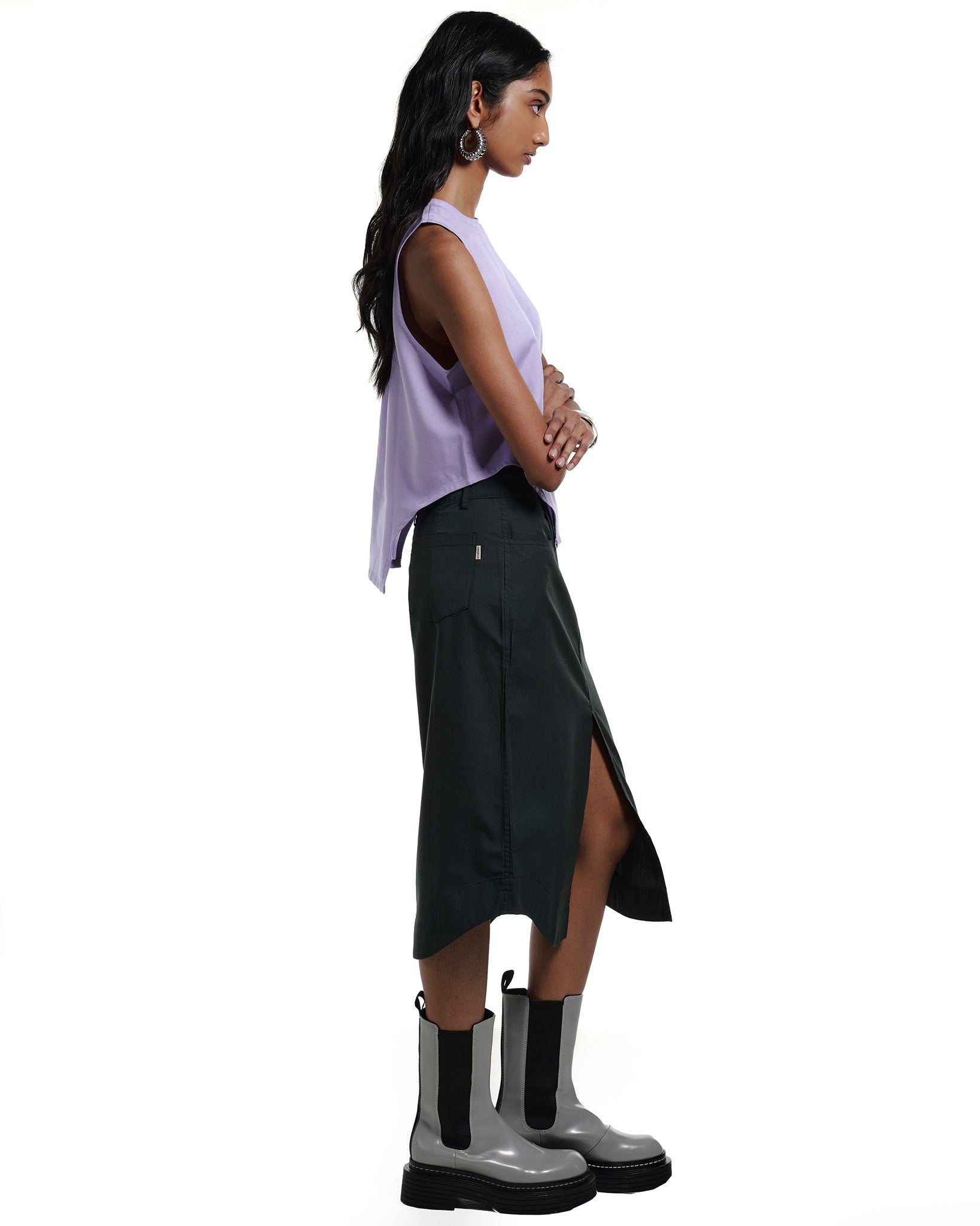 Sira Straight Midi TENCEL™ Skirt Sea Stone