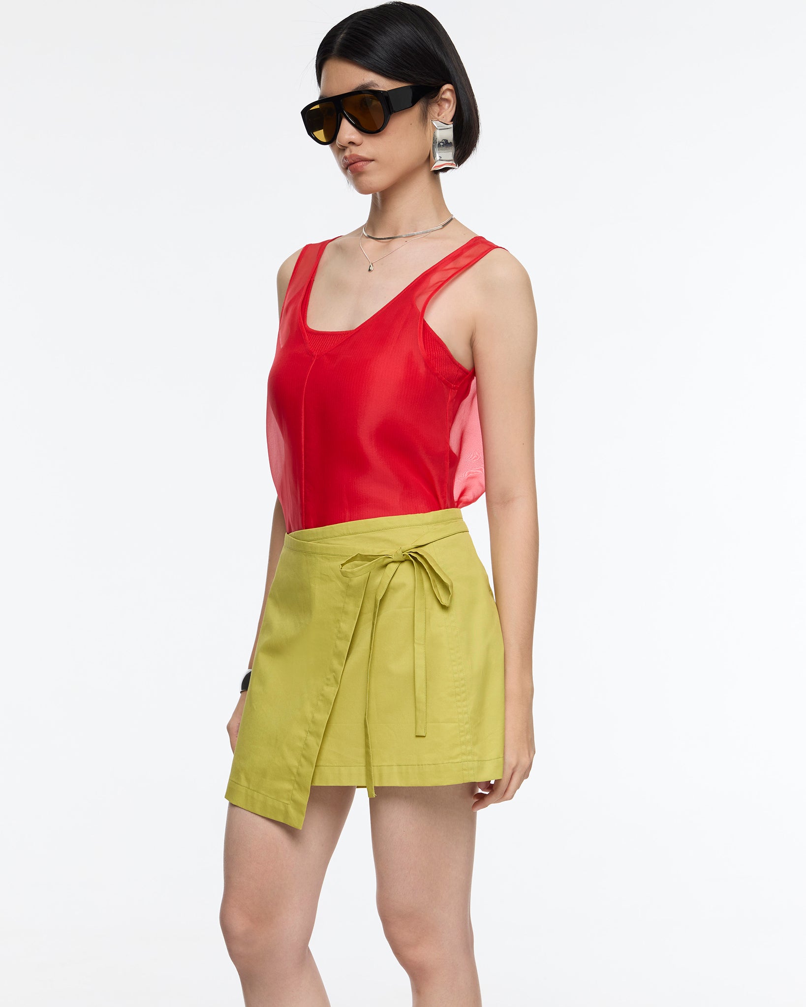 Juliet Pure Silk Reversible Sheer Top Red