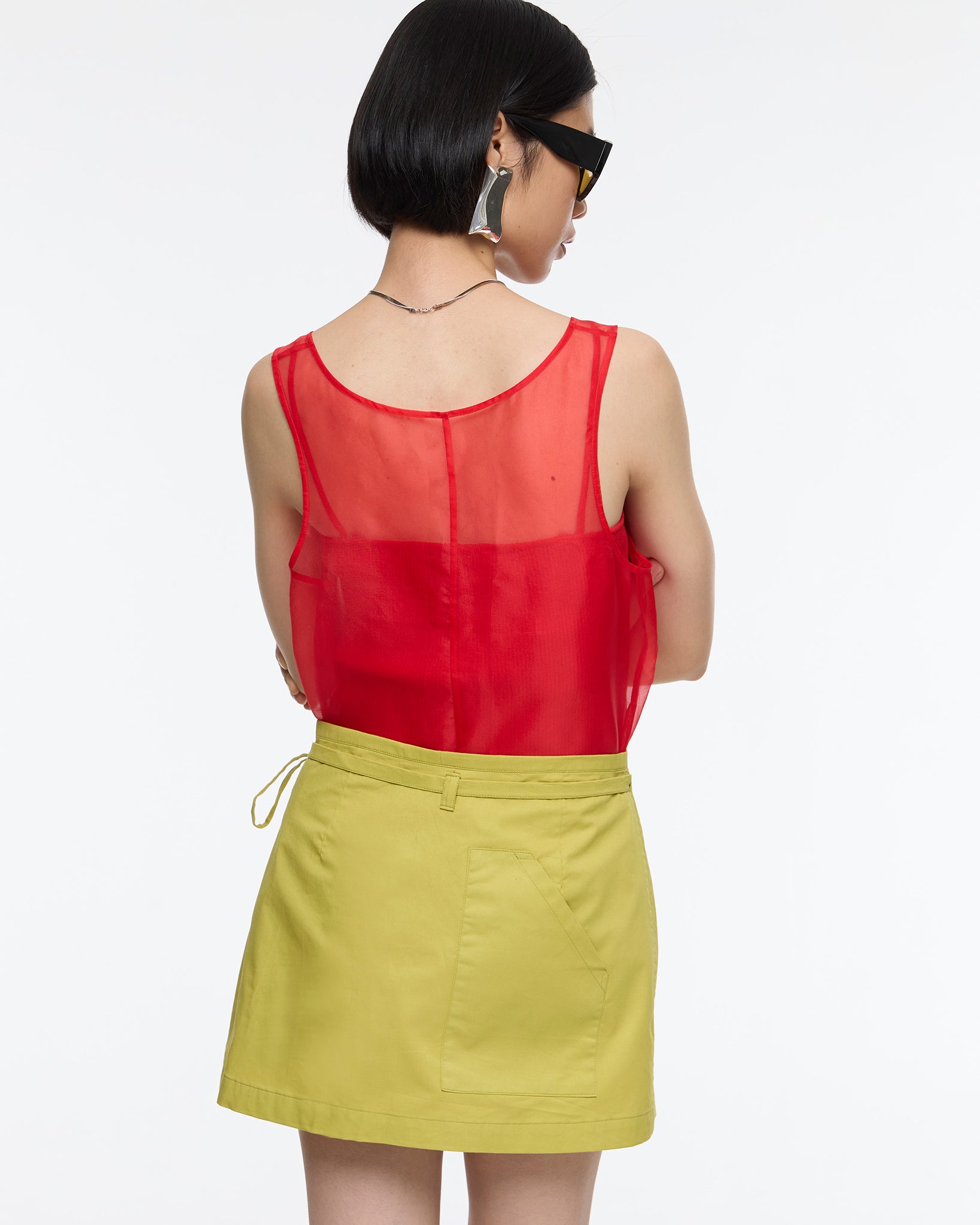 Juliet Pure Silk Reversible Sheer Top Red