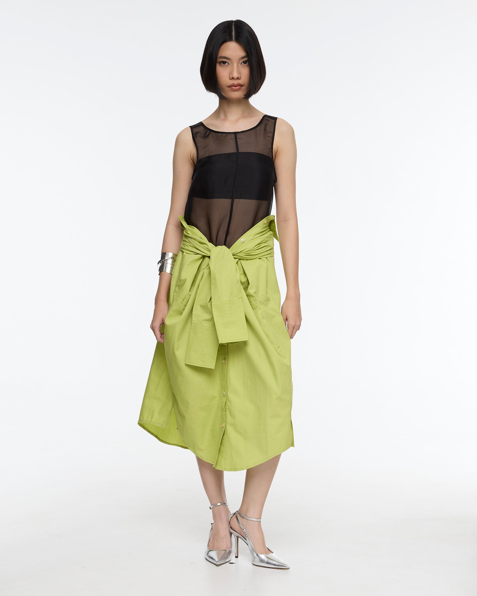 Juliet Pure Silk Reversible Sheer Top Black