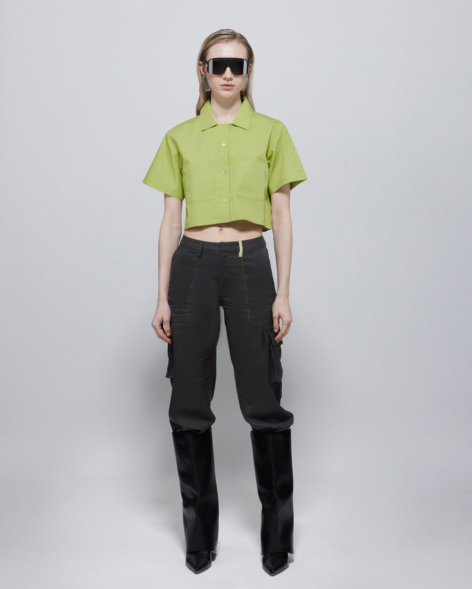 Alex Boxy Cropped TENCEL™ Short-Sleeved Shirt Green