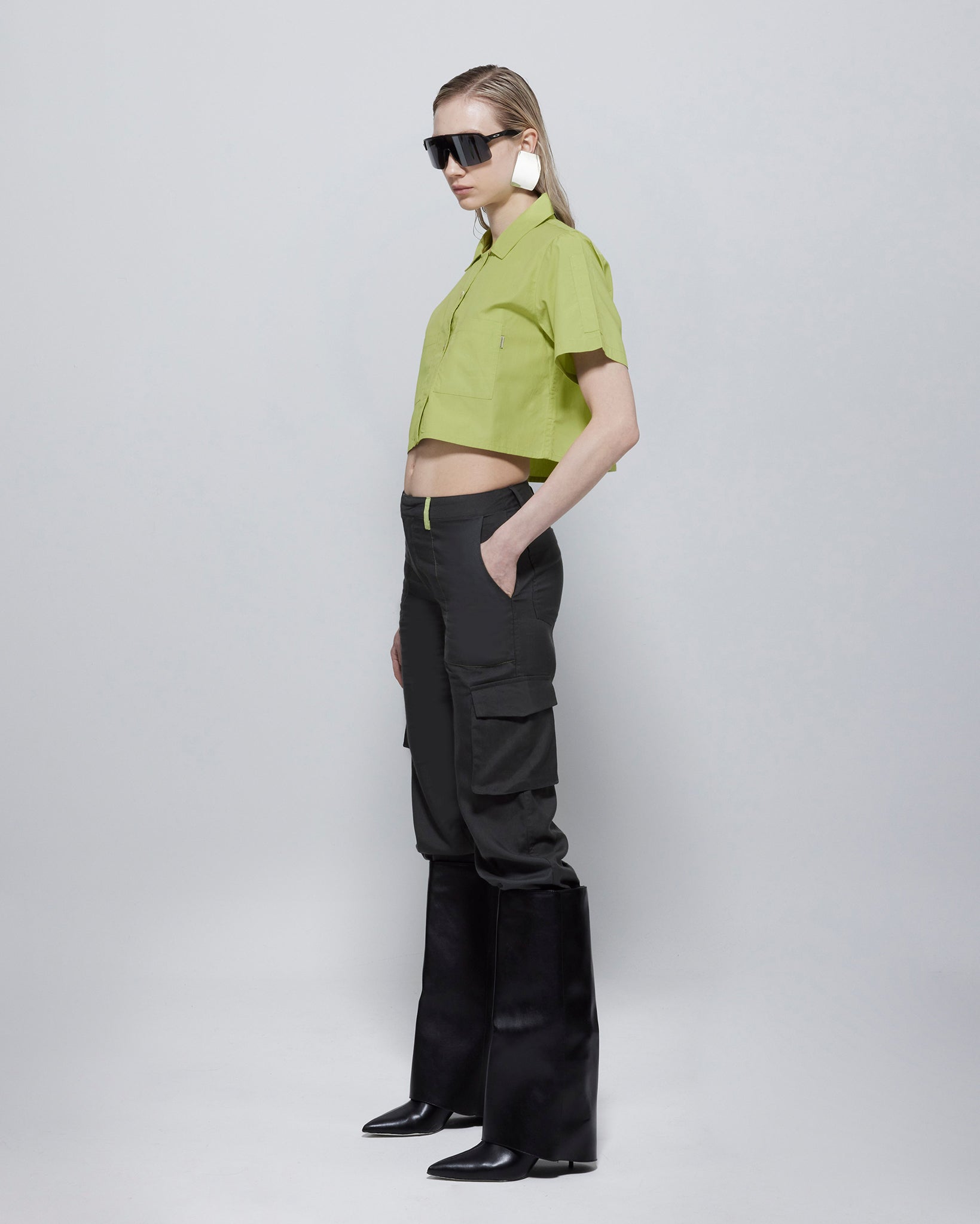 Alex Boxy Cropped TENCEL™ Short-Sleeved Shirt Green