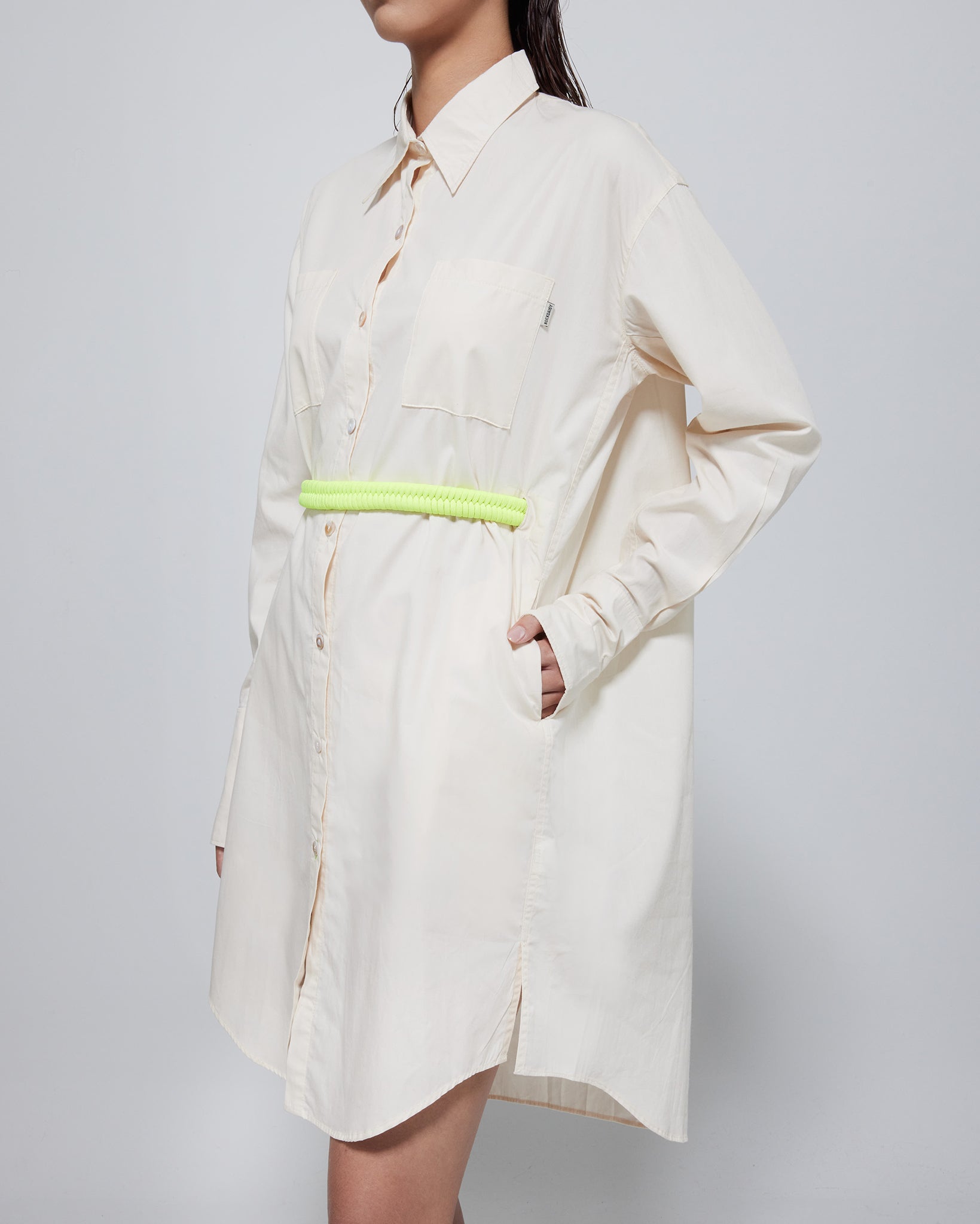 Tasha Oversized TENCEL™ Belted Shirt Dress Cream