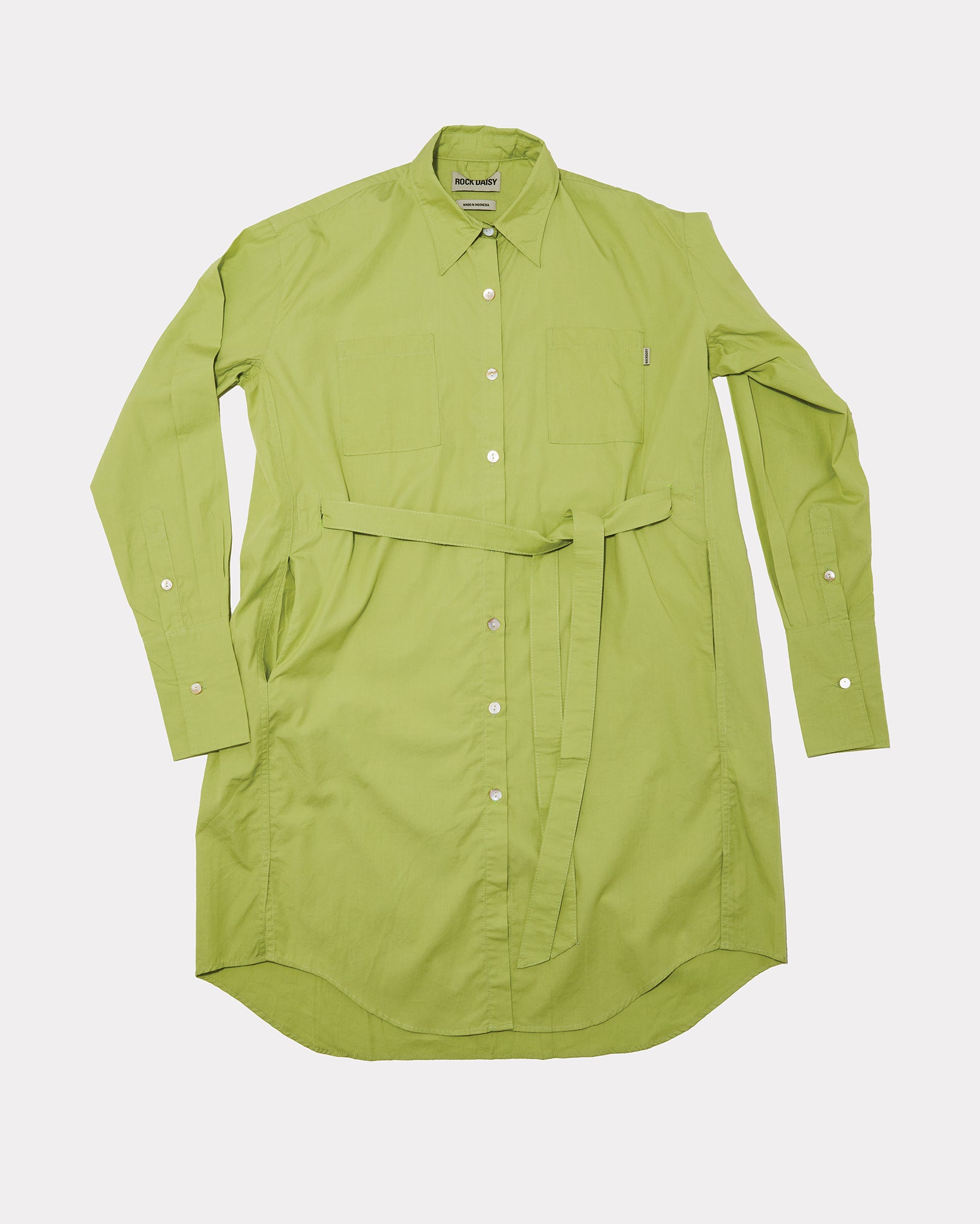 Tasha Oversized TENCEL™ Belted Shirt Dress Green