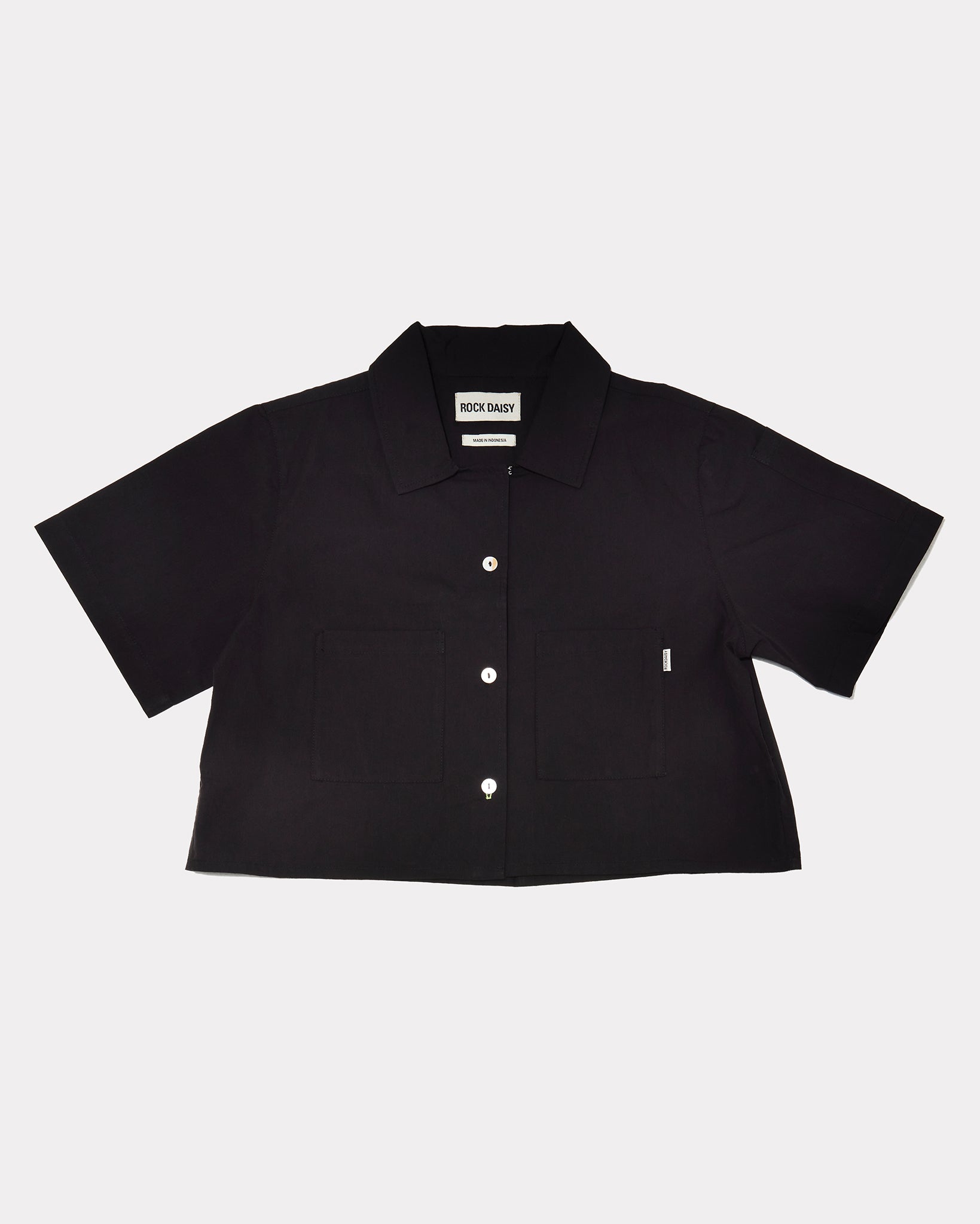 Alex Boxy Cropped TENCEL™ Short-Sleeved Shirt Black
