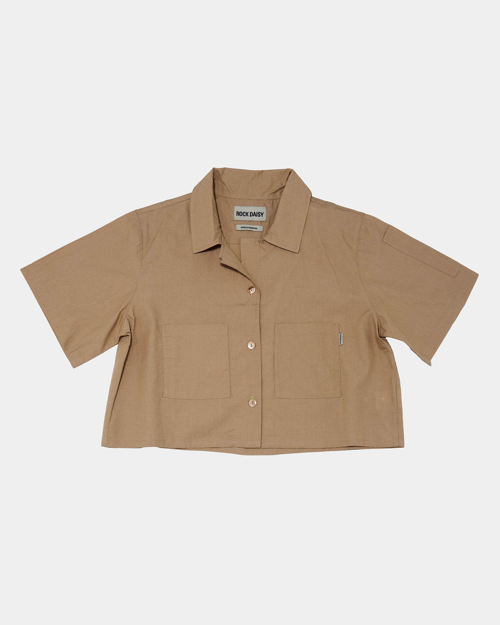 Alex Boxy Cropped TENCEL™ Short-Sleeved Shirt Oat