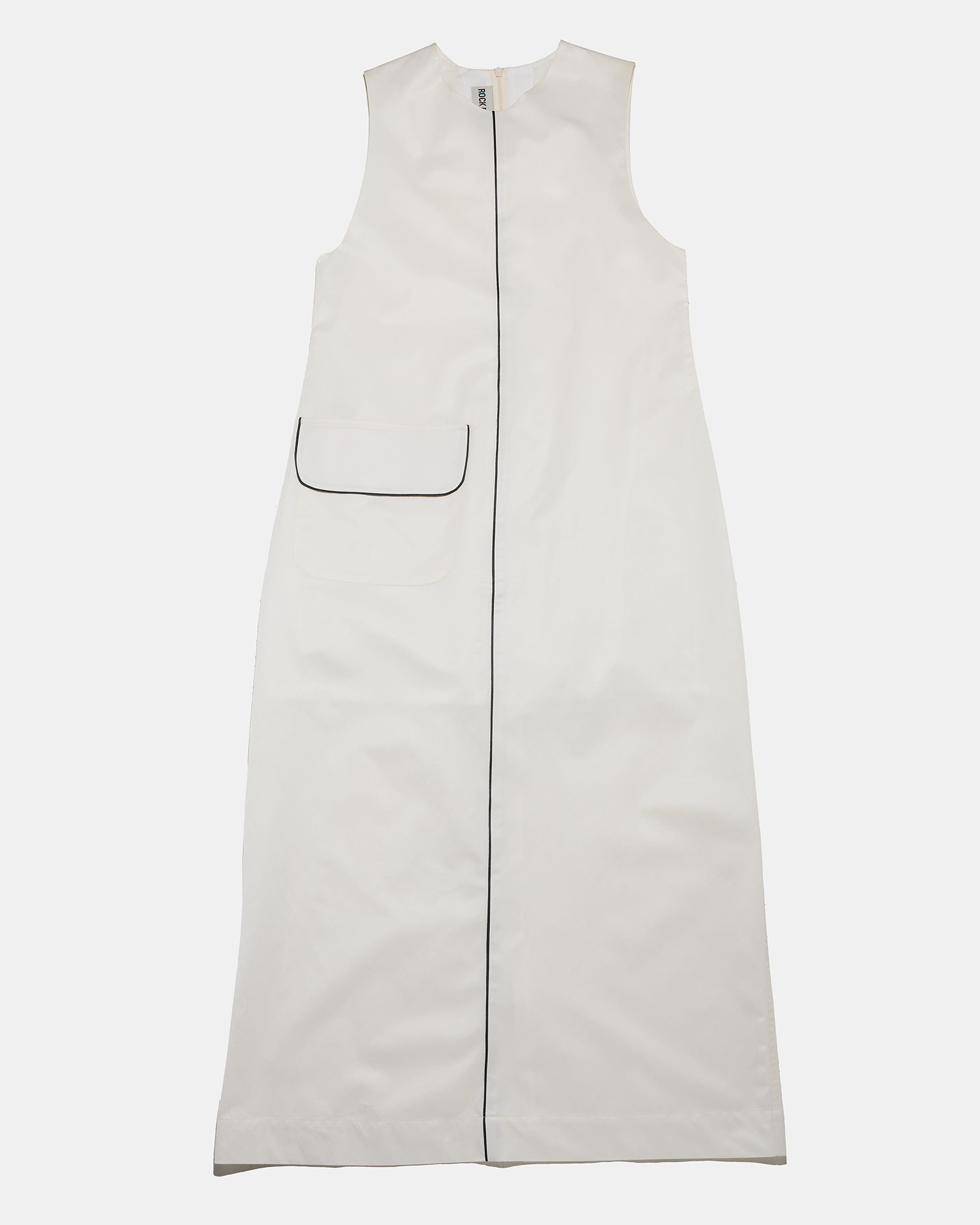 Elise Contrast Piping Long Dress Cream