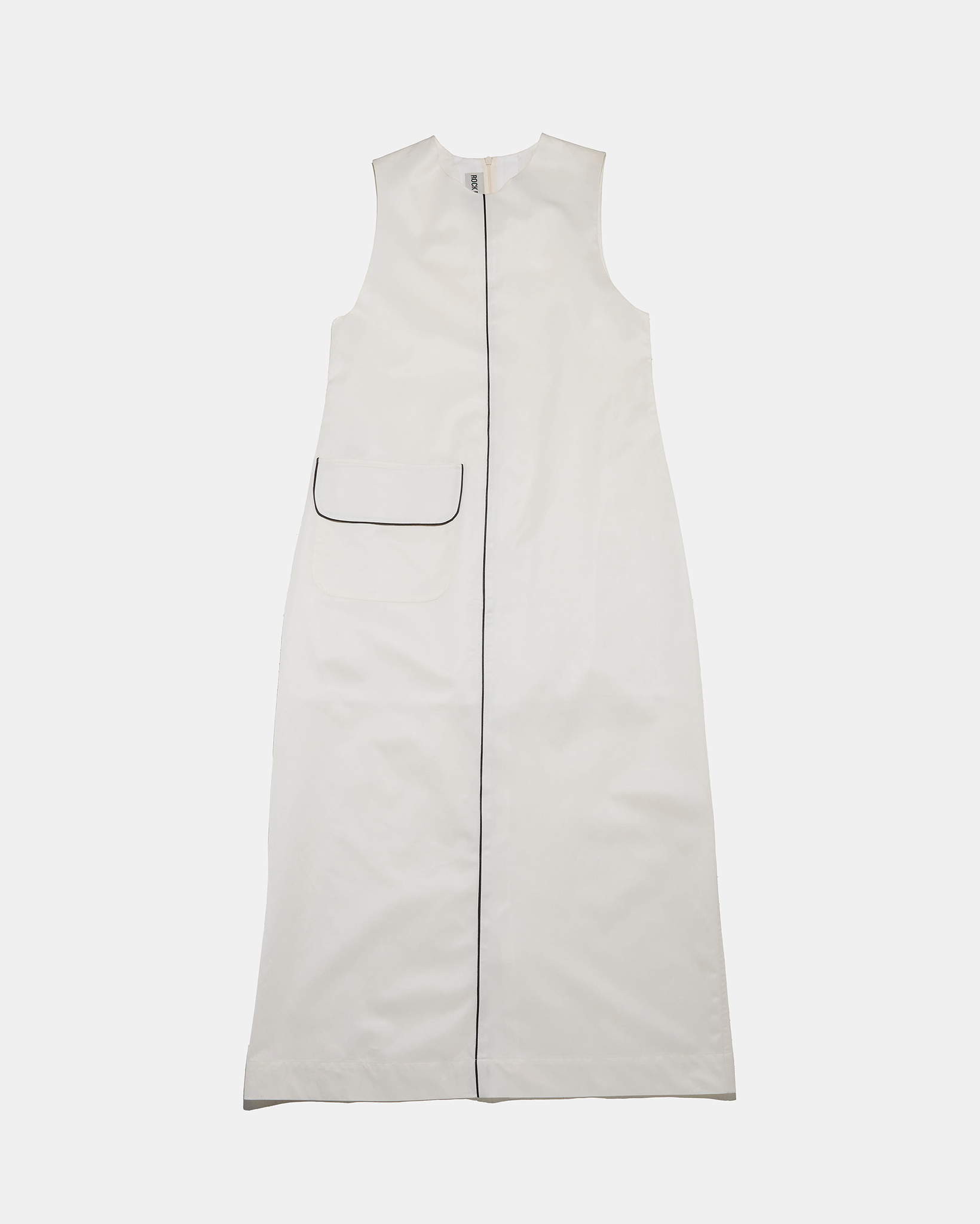 Elise Contrast Piping Long Dress Cream