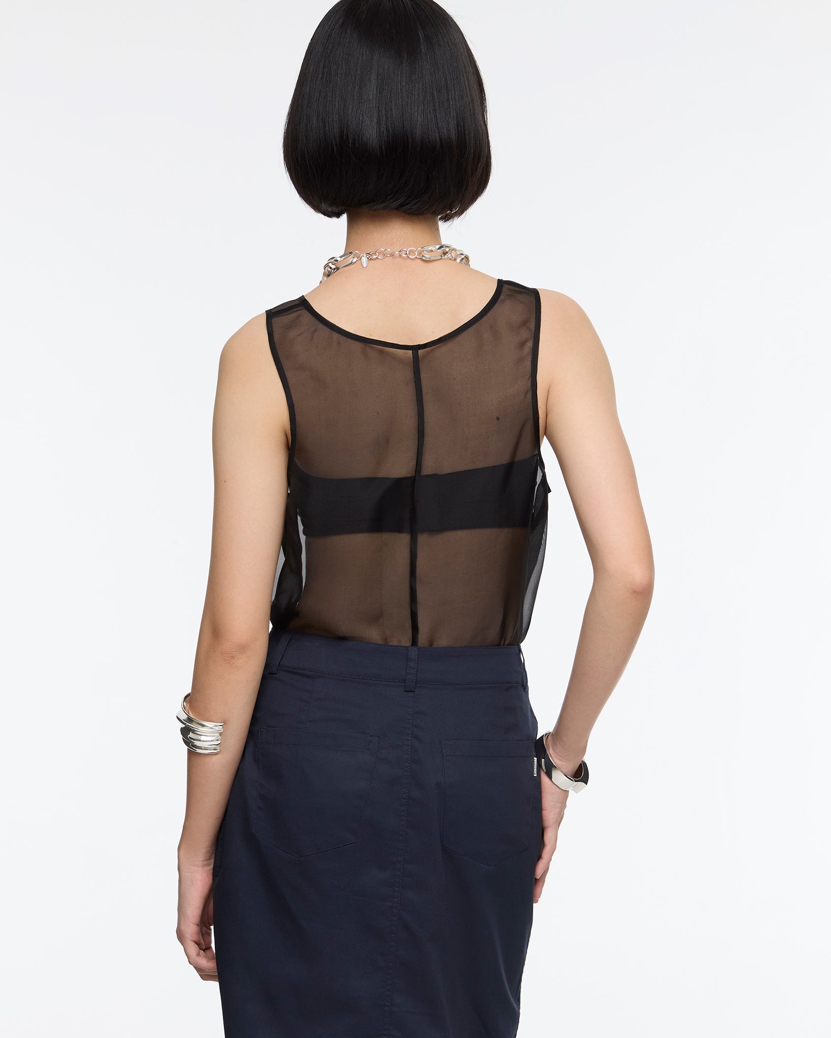 Sira Straight Midi Organic Cotton Skirt Midnight